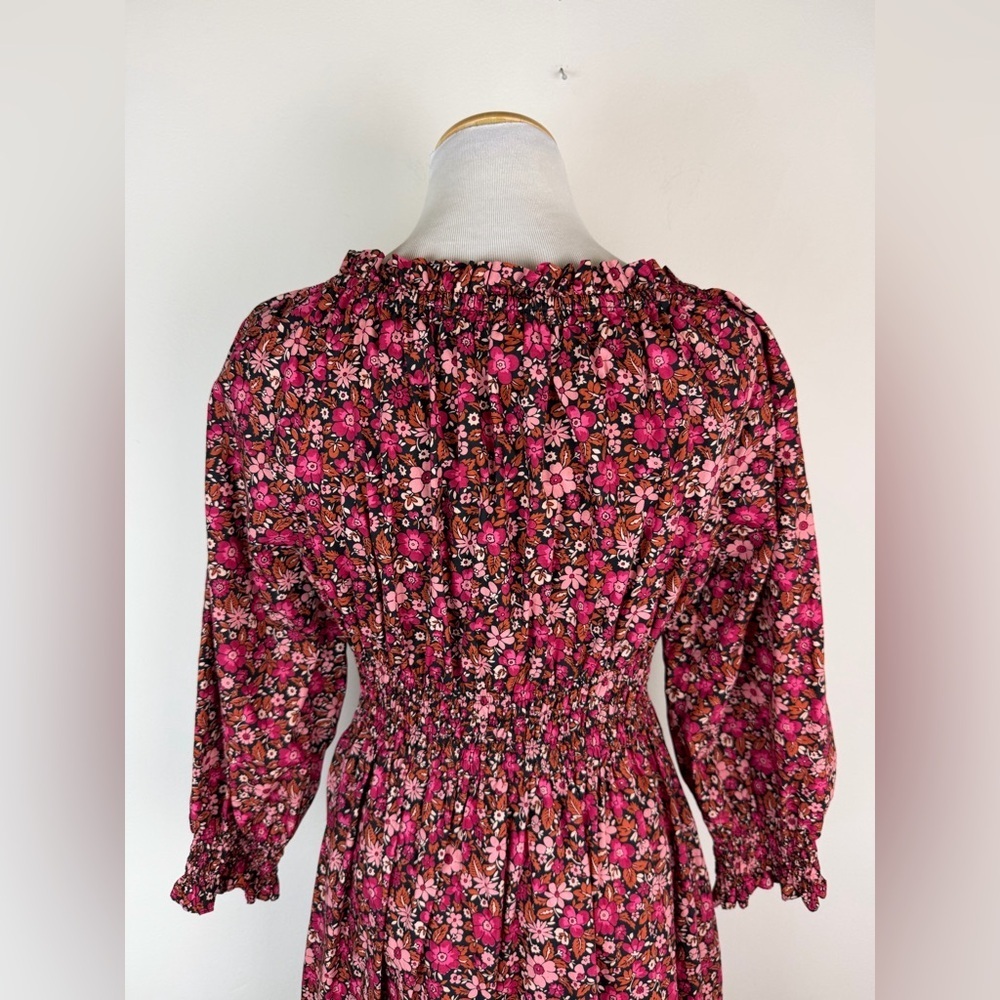 Tuckernuck Pink City Prints Floral Long Sleeve Midi Dress 100% Cotton Size M - Picture 5 of 7